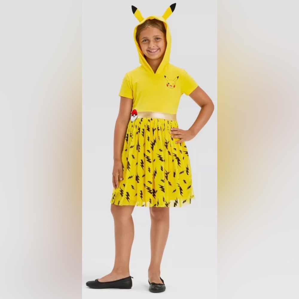 NWOT Nintendo Pokémon Pikachu Cosplay Short Sleeve Tutu Dress in Yellow/Black M